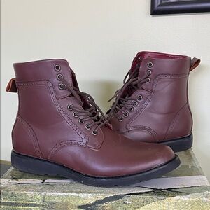 Men's Lace Up Chukka Boots in a reddish-brown leather